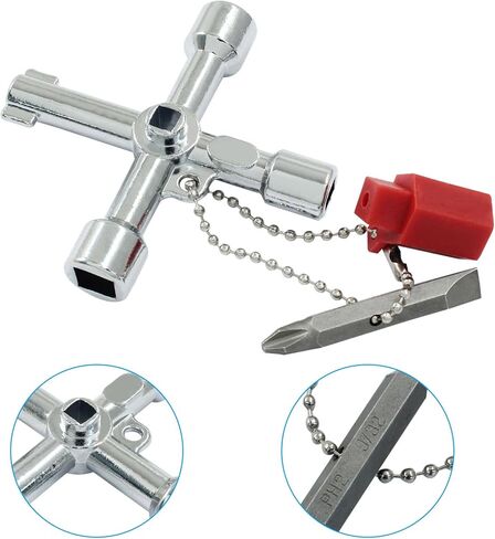 4 in 1 Cross Water Key with Bit 4 Way Multi-Functional Zinc Alloy Utilities Key Universal Opening Key Tools for Elevator,Faucet and Spigot Valve in Kuwait