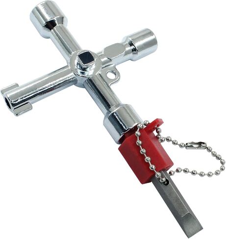 4 in 1 Cross Water Key with Bit 4 Way Multi-Functional Zinc Alloy Utilities Key Universal Opening Key Tools for Elevator,Faucet and Spigot Valve in Kuwait