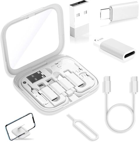 Data Cable Set 60W Fast Charging, 5-in-1 USB-C to USB-C, with Storage Case and Phone Stand, Suitable for iPhone USB-C (White) in Kuwait