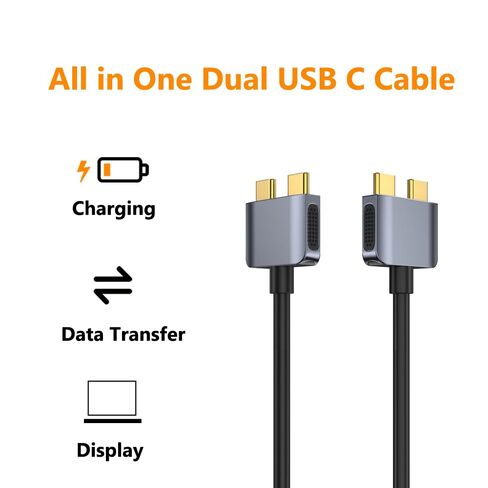 قاعدة توصيل كابل USB C مزدوج من Tobenone، طول السلك 70 سم (27.56 بوصة تقريبًا)، يشمل هذا الطول القابس in Kuwait