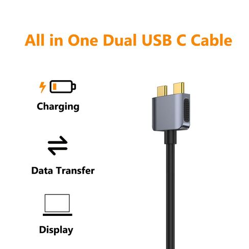 قاعدة توصيل كابل USB C مزدوج من Tobenone، طول السلك 70 سم (27.56 بوصة تقريبًا)، يشمل هذا الطول القابس in Kuwait