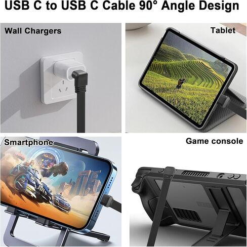 90°Angled Type-C Male to Female Short Cable PD 100W USB C Fast Charging Cord Extra Flexible Flat USB C Cable Compatible with Phone 16/15,Cars,Tablets,Power Bank,20cm/0.65ft in Kuwait