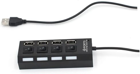 MERRYHAPY USB Splitter 4 Port USB Hub تشغيل/إيقاف منفذ USB متعدد لأجهزة الكمبيوتر المحمول USB إلى موصلات متعددة محول USB in Kuwait