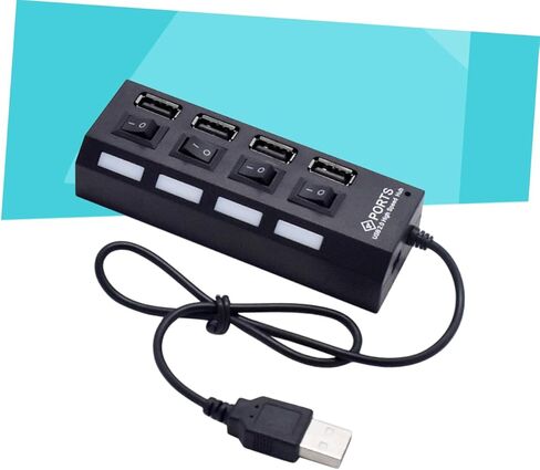 MERRYHAPY USB Splitter 4 Port USB Hub تشغيل/إيقاف منفذ USB متعدد لأجهزة الكمبيوتر المحمول USB إلى موصلات متعددة محول USB in Kuwait