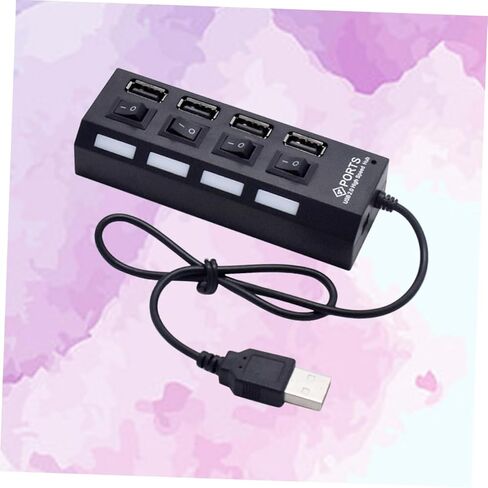 MERRYHAPY USB Splitter 4 Port USB Hub تشغيل/إيقاف منفذ USB متعدد لأجهزة الكمبيوتر المحمول USB إلى موصلات متعددة محول USB in Kuwait