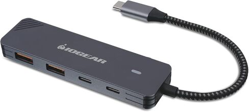 محور IOGEAR 4 منافذ USB-C الجيل 2، 10 جيجابت في الثانية، منافذ USB-A وUSB-C مزدوجة، نقل سريع للبيانات فقط، كابل مدمج ومضفر، ماك بوك، ويندوز، GUH3C410 in Kuwait