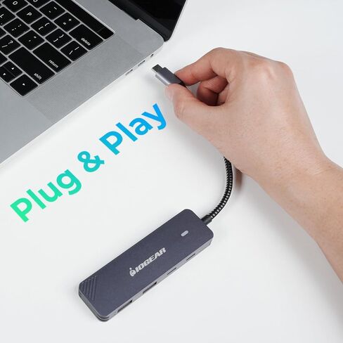 محور IOGEAR 4 منافذ USB-C الجيل 2، 10 جيجابت في الثانية، منافذ USB-A وUSB-C مزدوجة، نقل سريع للبيانات فقط، كابل مدمج ومضفر، ماك بوك، ويندوز، GUH3C410 in Kuwait