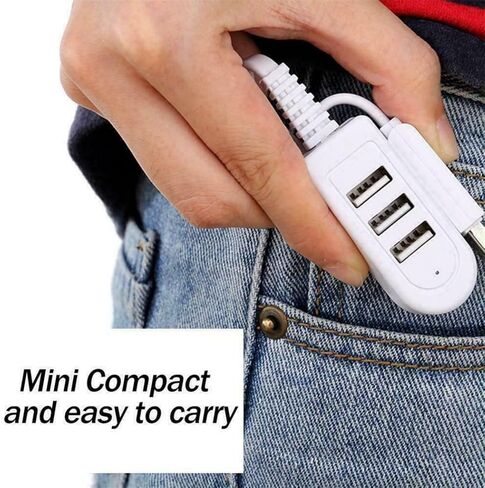 أبيض 3 USB Hub تمديد كابل محمول كمبيوتر محمول عالي السرعة نقل البيانات محول شاحن in Kuwait