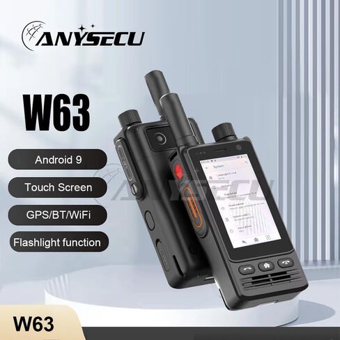 IP68 ANYSECU W63 4G Network Radio, Work with Zello PTT Real PTT Poc Radio, Android Mobile Phone US Band Frequency in Kuwait