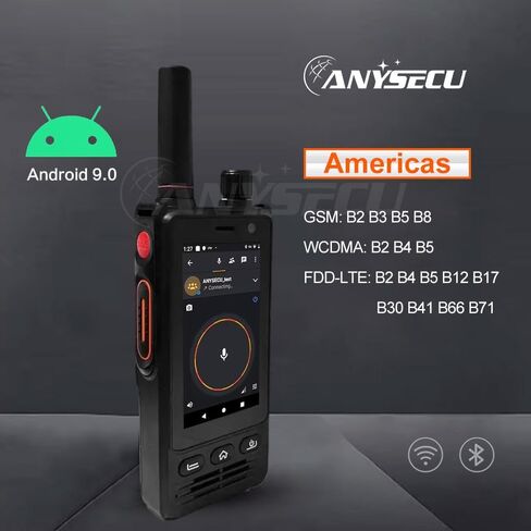 IP68 ANYSECU W63 4G Network Radio, Work with Zello PTT Real PTT Poc Radio, Android Mobile Phone US Band Frequency in Kuwait