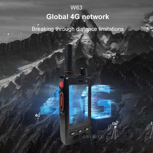 IP68 ANYSECU W63 4G Network Radio, Work with Zello PTT Real PTT Poc Radio, Android Mobile Phone US Band Frequency in Kuwait