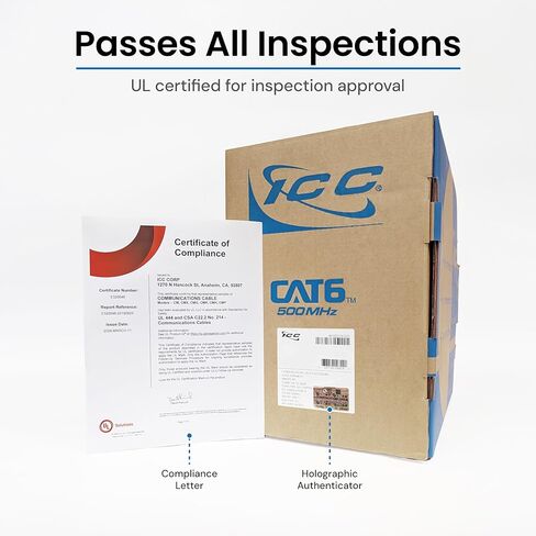 ICC CMR CAT6 UTP 500 MHz (NO SPLINE) / ICC-ICCABR6VWH / in Kuwait