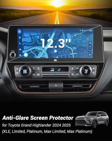 12.3" Anti Glare Matte 2026 Grand Highlander Screen Protector for 2024 2025 2026 Toyota Grand Highlander (XLE/Limited/Platinum/Max Limited/Max Platinum) Screen Cover Grand Highlander 2026 Accessories in Kuwait