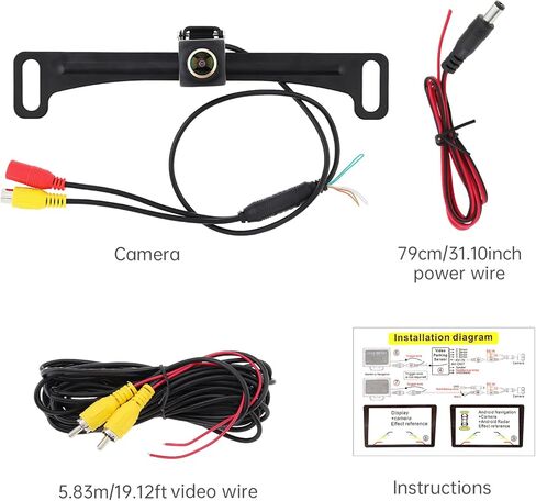 Backup Camera, License Plate Back up Camera for car, AHD 1080P 170° Wide Angle Rear View Camera, Reverse Rearview Camera for Car Vehicle SUV RV, Waterproof, Night Vision, Support AHD/CVBS in Kuwait