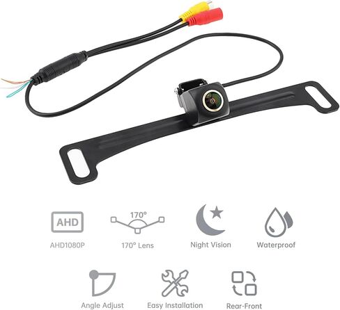 Backup Camera, License Plate Back up Camera for car, AHD 1080P 170° Wide Angle Rear View Camera, Reverse Rearview Camera for Car Vehicle SUV RV, Waterproof, Night Vision, Support AHD/CVBS in Kuwait