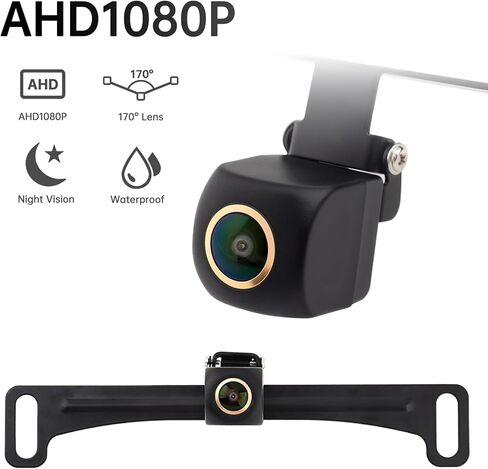 Backup Camera, License Plate Back up Camera for car, AHD 1080P 170° Wide Angle Rear View Camera, Reverse Rearview Camera for Car Vehicle SUV RV, Waterproof, Night Vision, Support AHD/CVBS in Kuwait