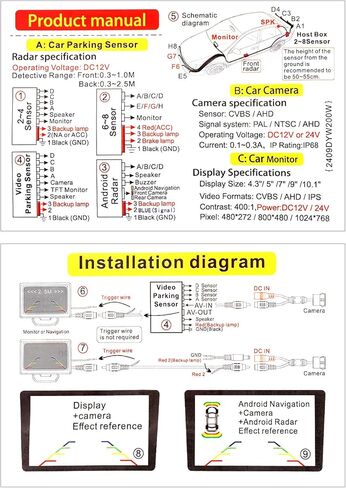 Backup Camera, License Plate Back up Camera for car, AHD 1080P 170° Wide Angle Rear View Camera, Reverse Rearview Camera for Car Vehicle SUV RV, Waterproof, Night Vision, Support AHD/CVBS in Kuwait