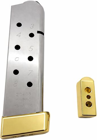 2X وسادات قاعدة مجلة 1911 مطلية بالذهب â.“ يناسب جميع مسامير المجلات Kim Pro Tac-Mag كاملة الحجم .45 ACP ذات 8 جولات in Kuwait