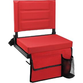 Stadium Seats for Bleachers with Back Support, Portable Bleacher Seats with Thick Padded Cushion and Shoulder Strap, Wide Stadium Seat Chair Includes Hooks, Cup Holder and Side Pocket in Kuwait