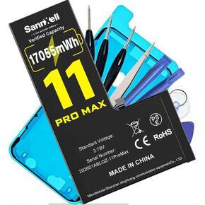 Upgraded High Capacity Battery for iPhone 11 Pro Max Replacement, 17055mWh 0 Cycle A2161 A2218 A2220 Model, Ultra Long Lasting Li-ion Battery with Full Repair Tool Kit in Kuwait