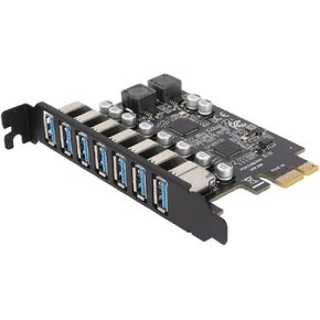 بطاقة توسيع 7 منافذ PCIe إلى USB 3.2 الجيل الأول - نقل بيانات عالي السرعة بسرعة 5 جيجابت في الثانية، 1.5 أمبير لكل منفذ للحصول على طاقة مستقرة، متوافقة مع نظام التشغيل Windows 10/11 in Kuwait