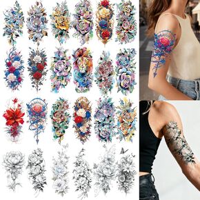 CUTELIILI Henna Temporary Tattoo, 12 Sheets Henna Fake Tattoo, Waterproof Brown Henna Tattoo Stickers for Women in Kuwait