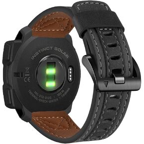 سوار جلدي متوافق مع GARMIN Instinct/Instinct 2 Solar/Instinct3 45 ملم، أحزمة ساعة من الجلد الطبيعي للرجال والنساء بني داكن in Kuwait