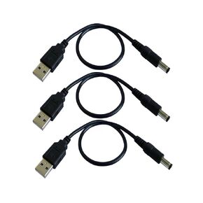 كابل طاقة USB إلى DC، 5.5X2.1mm DC Barrel Jack كابل شحن قصير للطاقة 5V3A 33 سم / 1 قدم سلك أسود 3 حزم in Kuwait