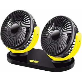 Dual Head Car Fan for Mercedes-AMG GT 2015-2025 Coupe/Convertible 4-Seater, 3-Speed USB Vehicle Fan Portable Strong Adhesive Mount Auto Cooling Fan,Black-Yellow in Kuwait