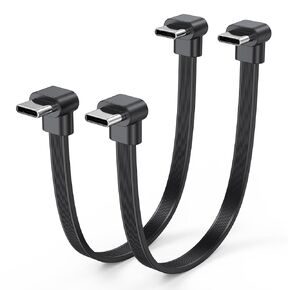 كابل USB C قصير 6 بوصة 2 حزمة، 60 وات مزدوج الزاوية اليمنى C إلى C كابل PD شحن سريع، سلك شاحن USB C مسطح 90 درجة متوافق مع بنك الطاقة، iPhone 17/16/15، Galaxy S25/S24/S23، بكسل in Kuwait