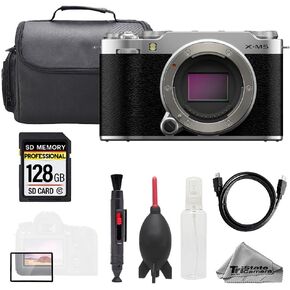 كاميرا Fujifilm X-M5 الرقمية بدون مرآة (فضية) مع بطاقة ذاكرة 128 جيجابايت، وحقيبة كاميرا، وحزمة واقي الشاشة - مجموعة التصوير الأساسية الأساسية in Kuwait