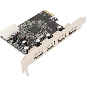 بطاقة توسيع PCIe إلى USB 2.0، شريحة MOSCHIP ذات 4 منافذ مع مصدر طاقة 4Pin، مثالية لسطح المكتب PCI Express X1 وX4 وX8 وX16 in Kuwait
