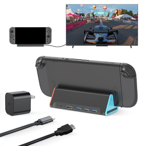 KairvTei for Switch 2 Dock with 65W Charger & HDMI Cable, Portable TV Docking Station Replacement with 4K@120Hz HDMI Adapter/2 USB Port/Type C Port in Kuwait