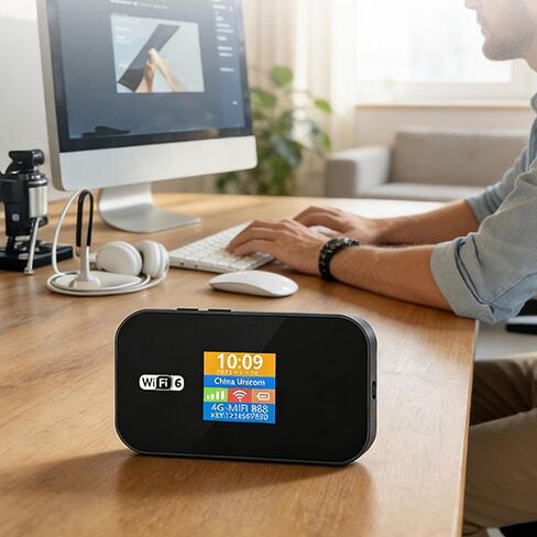 جهاز التوجيه المحمول Cuifati 4G، نقطة اتصال واي فاي محمولة مع بطارية 3000 مللي أمبير في الساعة للسفر والمكتب والمنزل، ويدعم فتحة بطاقة SIM 10 أجهزة (معيار الولايات المتحدة) in Kuwait