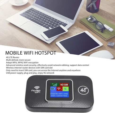 Portable 4G LTE WiFi Hotspot | Color Screen Mobile Router with SIM Card Slot Fast 150Mbps for European Use in Kuwait