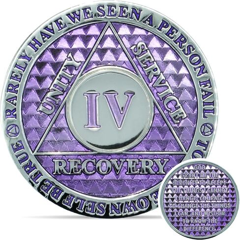 4 Year Sobriety Coin | Legacy AA Chip | Thick Triplate Recovery Anniversary Token (Aqua) in Saudi Arabia