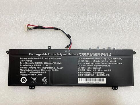 53.58Wh AEC508865-3S1P Replacement Battery Compatible with HASEE Elegant X5-2021S5 X5-2021S5H Wujie X1Pro 15 A155FI111 4700mAh 11.4V Battery in Kuwait