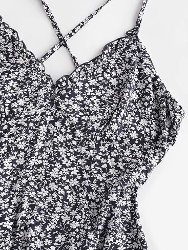ZAFUL Women's Ditsy Print Puff Sleeve Ruched Mini Mermaid Dress Daisy Floral Off Shoulder Frilled Dress in Saudi Arabia