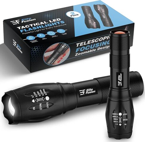 Compact LED Flashlight 2-Pack, Bright Everyday Light for Home & Car, 5 Modes, Zoom, AAA Battery Powered - Emergency, Camping, Work Light in Kuwait