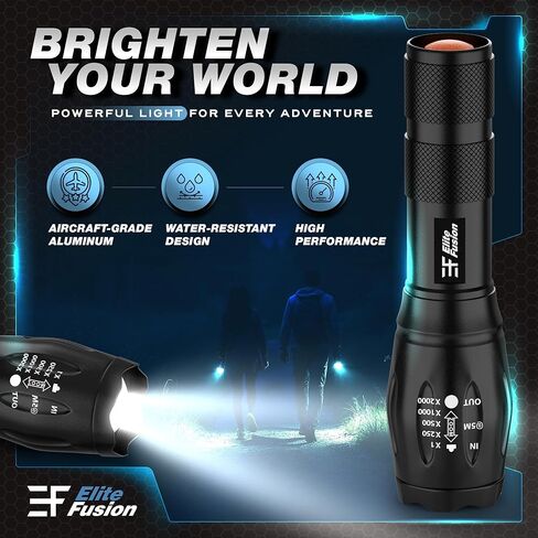 Compact LED Flashlight 2-Pack, Bright Everyday Light for Home & Car, 5 Modes, Zoom, AAA Battery Powered - Emergency, Camping, Work Light in Kuwait