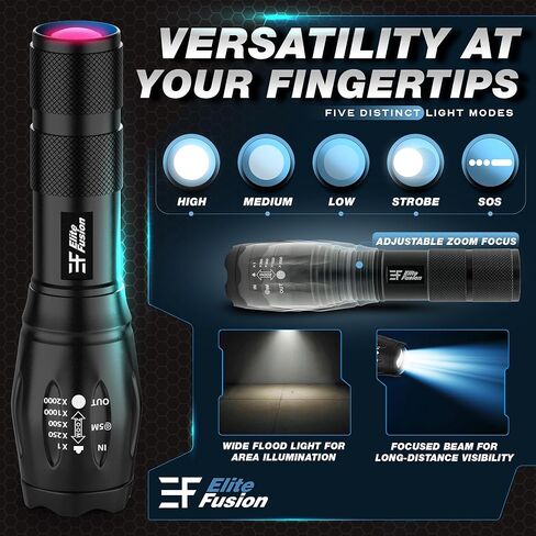 Compact LED Flashlight 2-Pack, Bright Everyday Light for Home & Car, 5 Modes, Zoom, AAA Battery Powered - Emergency, Camping, Work Light in Kuwait