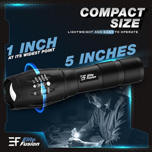 Compact LED Flashlight 2-Pack, Bright Everyday Light for Home & Car, 5 Modes, Zoom, AAA Battery Powered - Emergency, Camping, Work Light in Kuwait