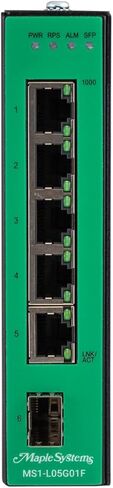 MS1-L05G01F. Industrial Network Switch, 5-Port Lite-Managed, RJ45/SFP Interface, 1.22x5.35x4.31 inch, 0.62 lb, DIN-Rail Mount, Metal Housing, 20-57 VDC. in Kuwait