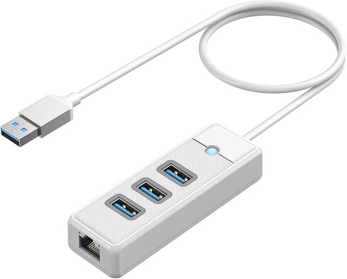 USB Hub Ethernet، 4 منافذ USB 3.0 مع كابل 6FT، محول USB-A إلى جيجابت إيثرنت مع 3 محاور USB 3.0 للكمبيوتر المحمول، محور USB مع RJ45 10/100/1000 جيجابت in Kuwait