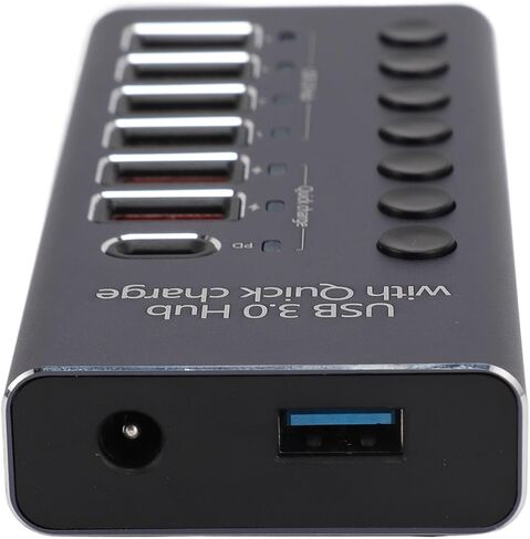 موزع USB 3.0 يعمل بالطاقة، التوصيل والتشغيل 100-240 فولت، مفاتيح فردية 5 جيجابت في الثانية 7 منافذ USB Hub حامي لأجهزة الكمبيوتر المحمول (قابس الولايات المتحدة 100‑240 فولت) in Kuwait