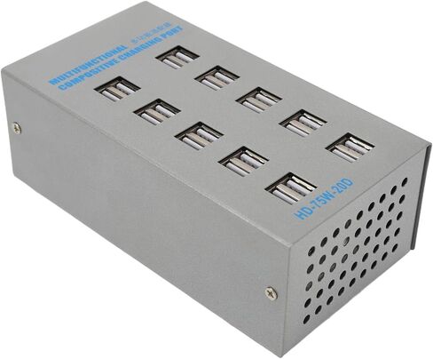 Multifunctional 20 Port Powered USB Hub, Stainless Steel Splitter with Silent Cooling, Universal Input Design, Multiple for Simultaneous Charging of Mobile in Kuwait