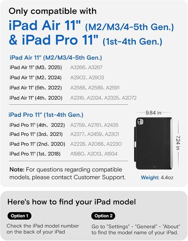 MOFT Snap Tablet Case for iPad Air 11" M3 2025/M2 2024, iPad Air 5th 2022/4th Gen 2020, iPad Pro 11" (1st-4th Gen.) with Pencil Holder, Magic Keyboard Compatible, Slim Lightweight Magnetic Case in Kuwait