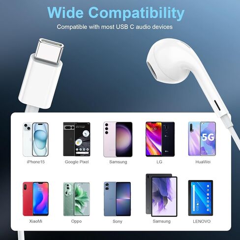 Sundix USB C Headphones for iPhone 17 16 15, Wired Headphones, Wired Earbuds in-Ear Type C Earphones with Mic & Remote Control for iPhone/Android/Galaxy/iPad/Pixel in Kuwait