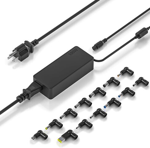 شاحن كمبيوتر محمول USB-C بقدرة 100 واط مع 13 طرفًا، محول تيار متردد عالمي متوافق مع Dell HP MacBook Vivobook ThinkPad IPad Lenovo Acer Asus Samsung، مصدر طاقة Chromebook 90W 65W 45W in Kuwait