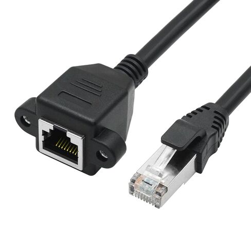 2 قطعة كابل تمديد إيثرنت Cat6 1FT، RJ45 ذكر إلى أنثى لوحة إيثرنت مع كابل محمي تمديد لولبي، التوافق Cat5e، Cat5، للكمبيوتر الشخصي، الكمبيوتر المحمول، جهاز التوجيه، التلفزيون الذكي، محول الشبكة إلخ in Kuwait